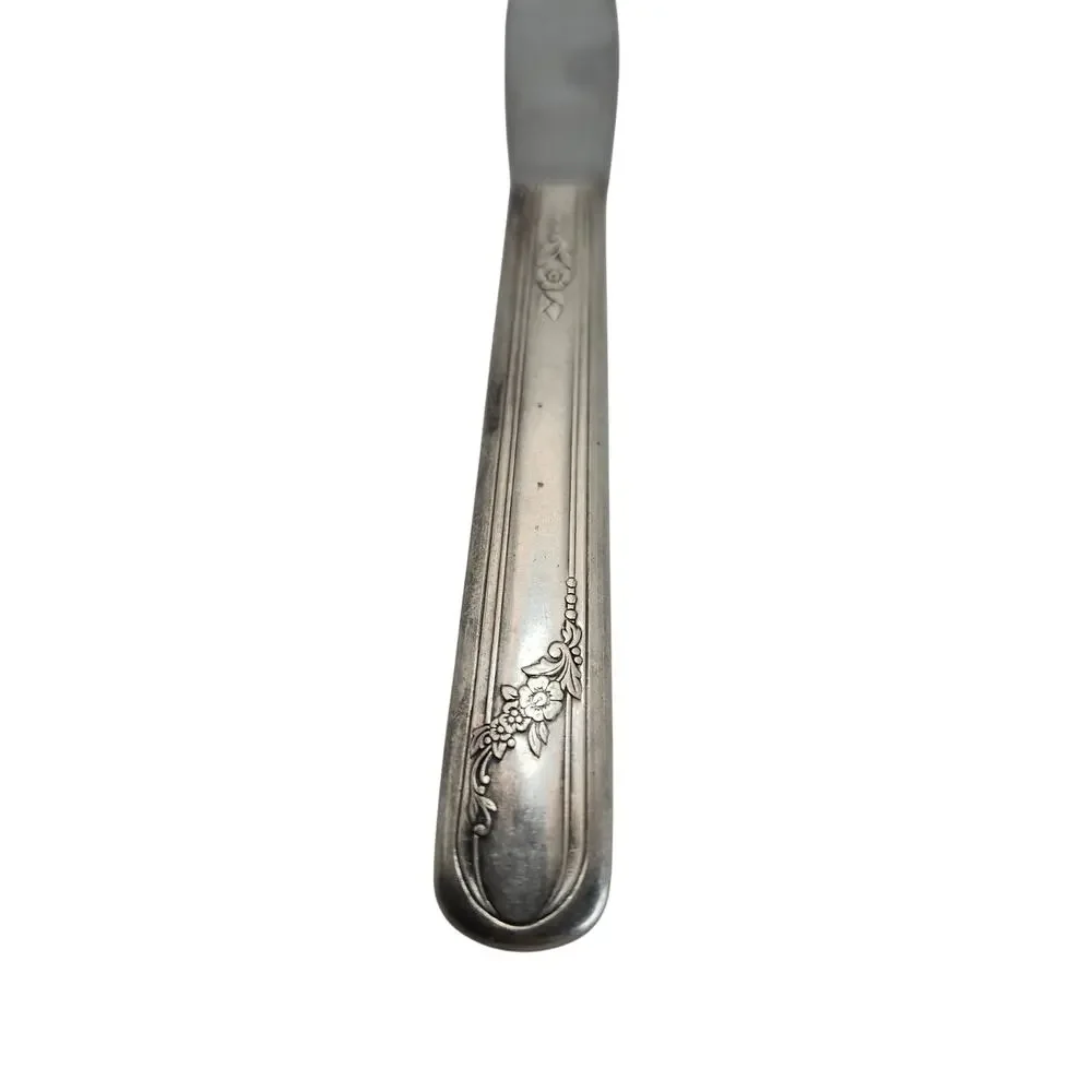 Vtg Tudor Oneida Queen Bess II Stainless Dinner Knife 9in 1946 Floral Pat Design